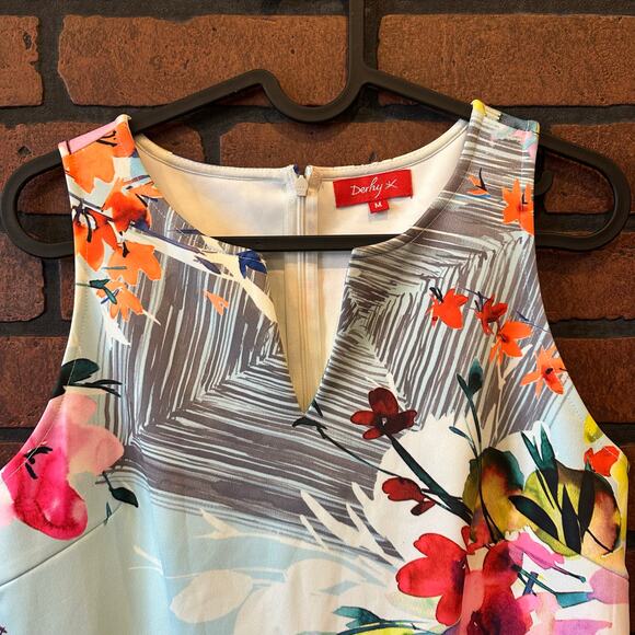 Derhy Big Flowers Dress Multi-Colored Colorful Summer Wedding Sleeveless Medium - Picture 2 of 10